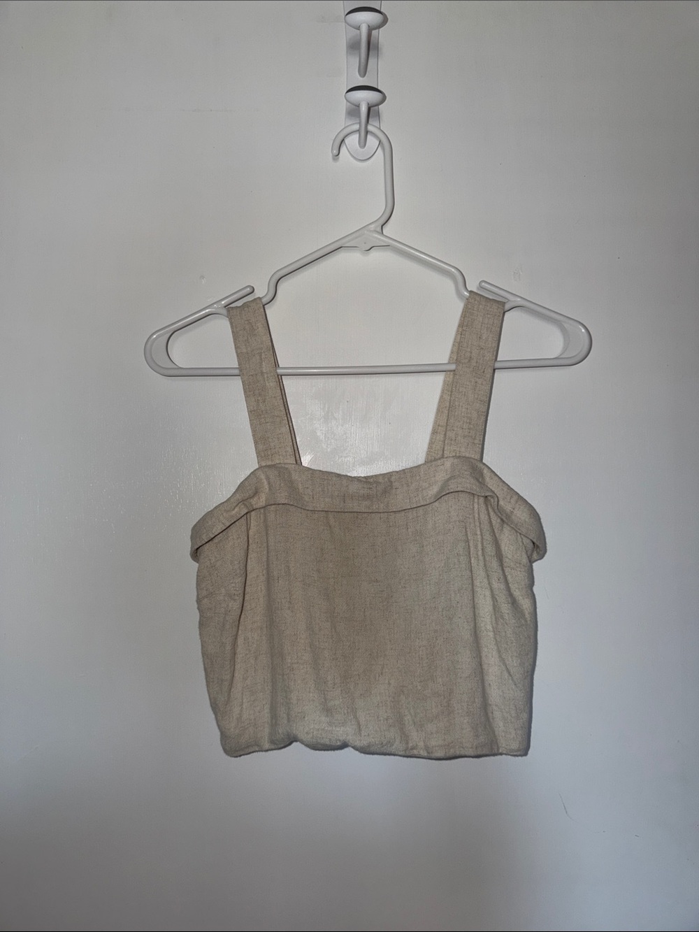 American Eagle Outfitters Beige Linen-Blend Cropped Cami